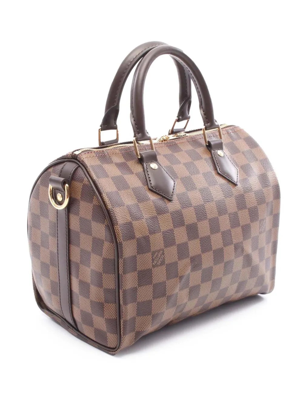 Pre-owned Louis Vuitton 2021-2025 Damier Ebene Speedy Bandouliere 25 Satchel In Brown