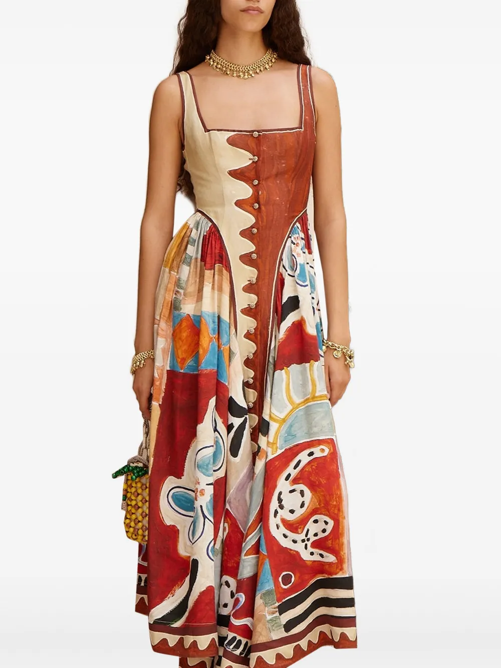 ALEMAIS Abito midi Michelle con stampa - Rosso