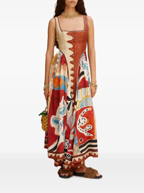 ALEMAIS Michelle buttoned-printed midi dress