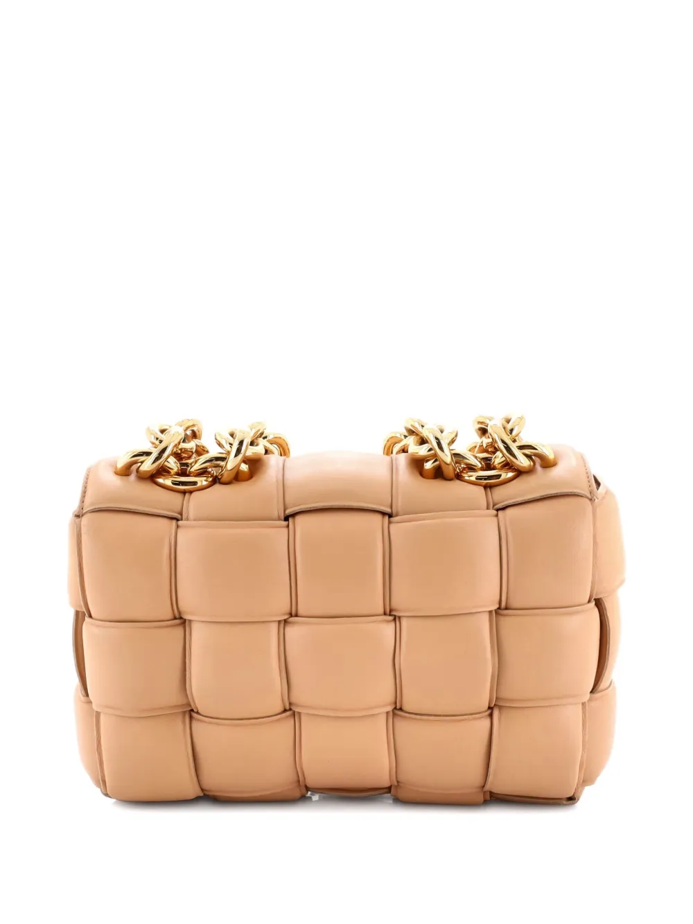 Pre-owned Bottega Veneta Cassette Chain Padded Maxi Intrecciato Leather Crossbody Bag In Black