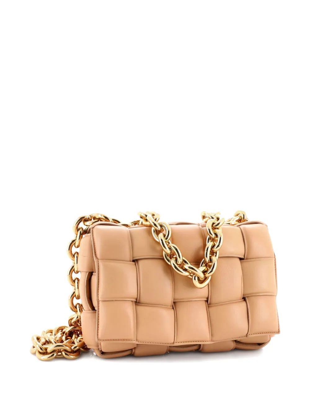 Pre-owned Bottega Veneta Cassette Chain Padded Maxi Intrecciato Leather Crossbody Bag In Black