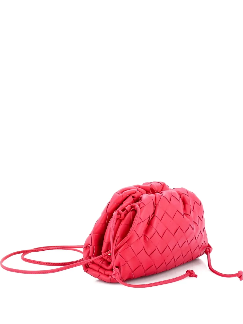 Pre-owned Bottega Veneta The Pouch Intrecciato Nappa Mini Crossbody Bag In Red