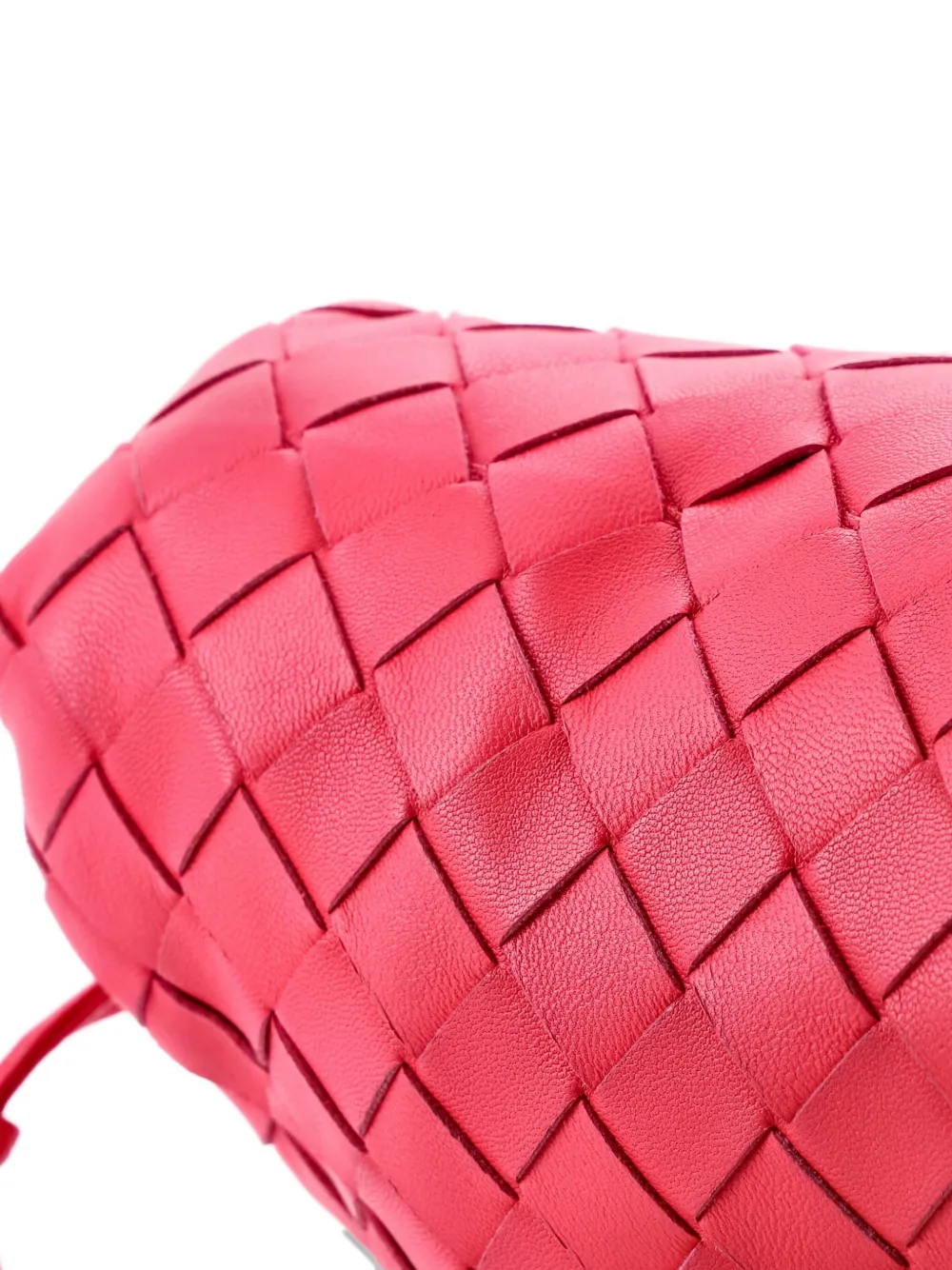 Pre-owned Bottega Veneta The Pouch Intrecciato Nappa Mini Crossbody Bag In Red