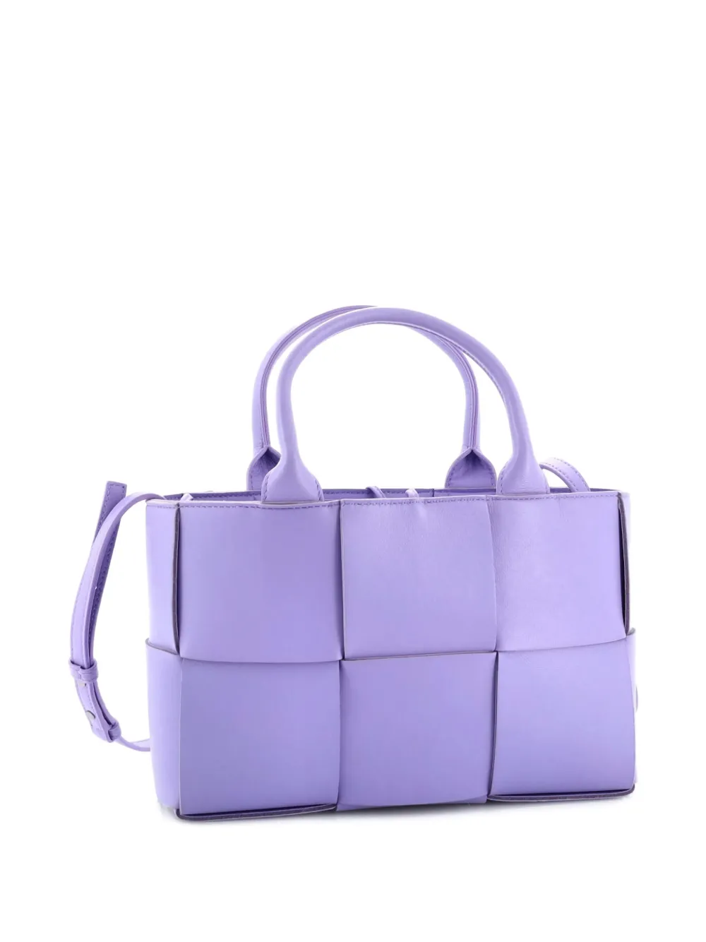 Pre-owned Bottega Veneta Arco Maxi Intrecciato Leather Mini Tote Bag In Purple