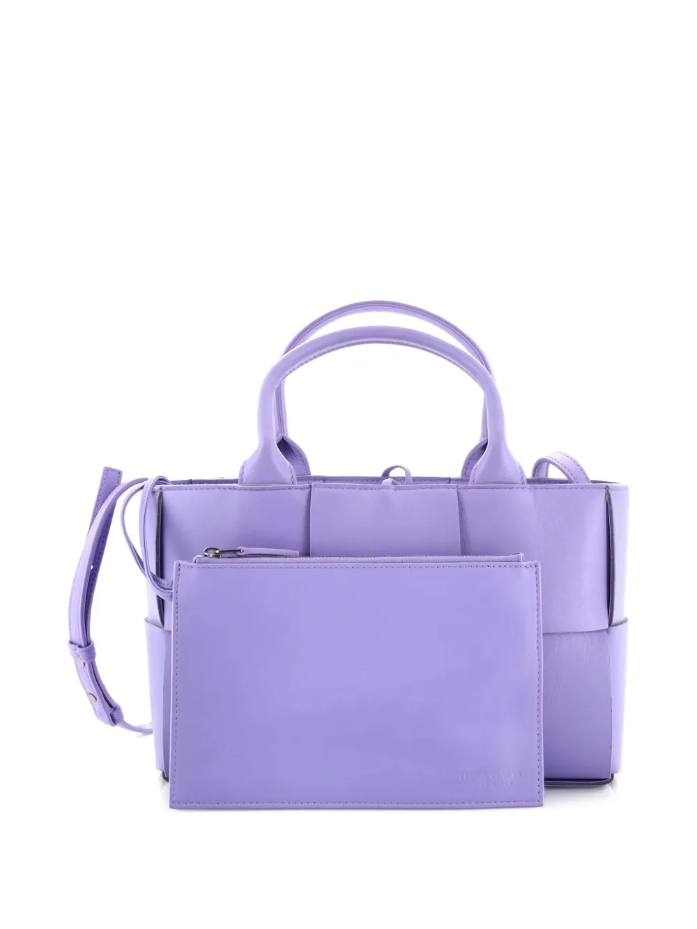 Pre-owned Bottega Veneta Arco Maxi Intrecciato Leather Mini Tote Bag In Purple