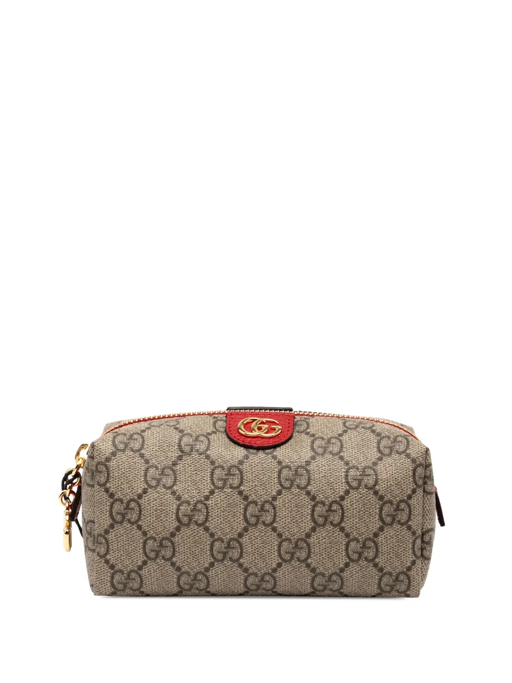 Pre-owned Gucci 2016-2025 Gg Supreme Ophidia Cosmetic Case Pouch In Brown