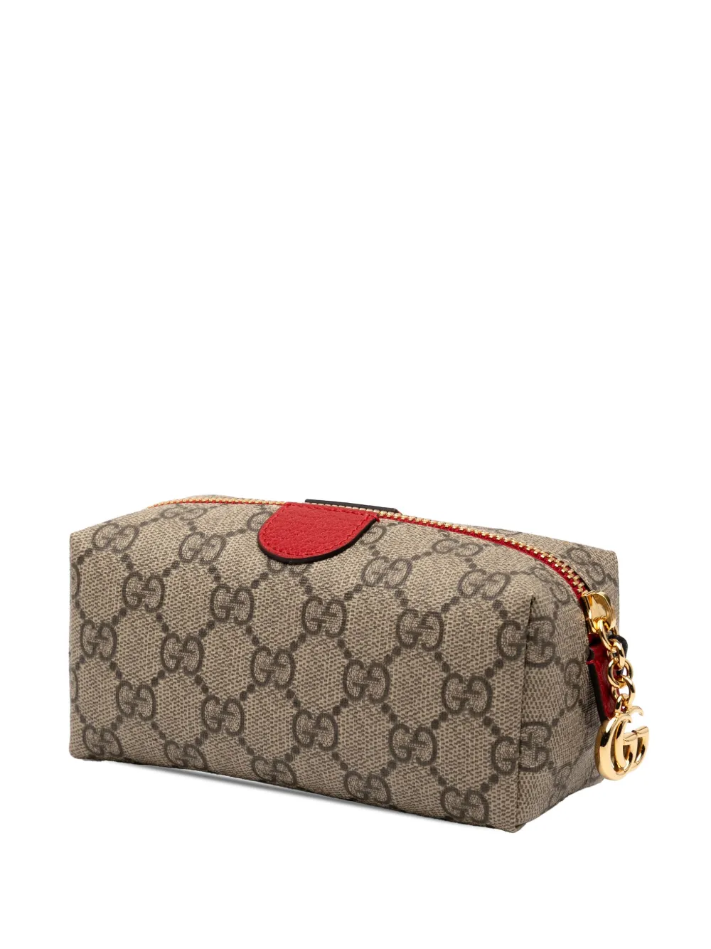 Pre-owned Gucci 2016-2025 Gg Supreme Ophidia Cosmetic Case Pouch In Brown
