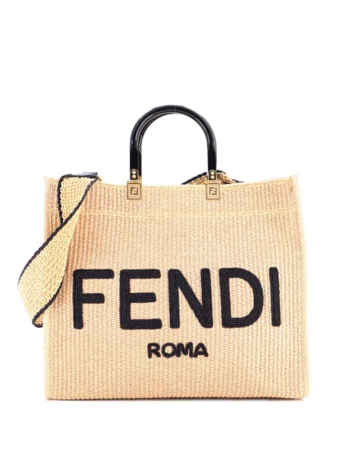 Fendi Pre-Owned Sunshine Shopper Woven Raffia Medium tote bag