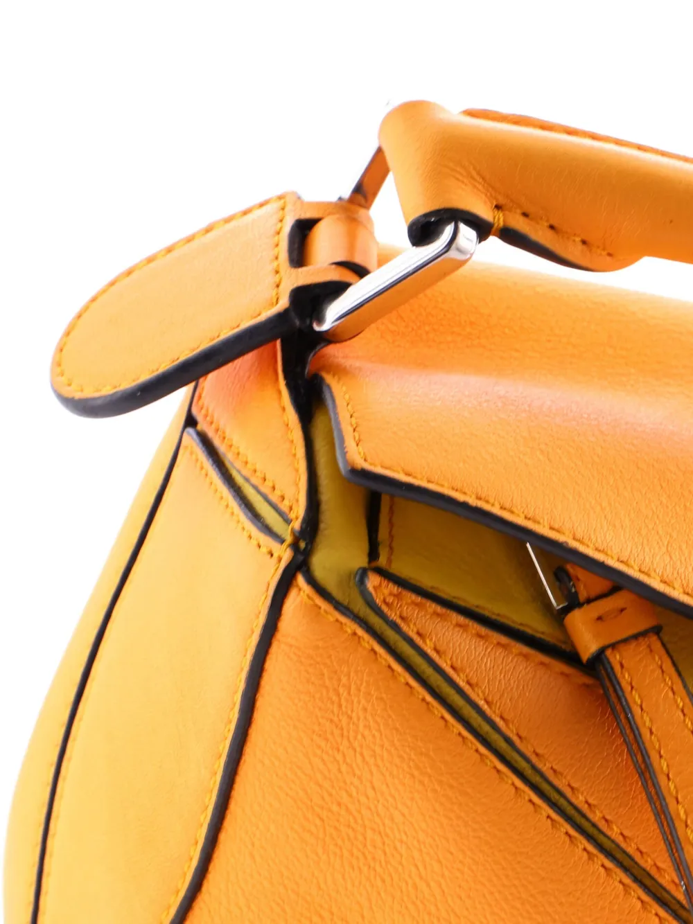 Pre-owned Loewe Puzzle Bag Leather Small Satchel In Yellow