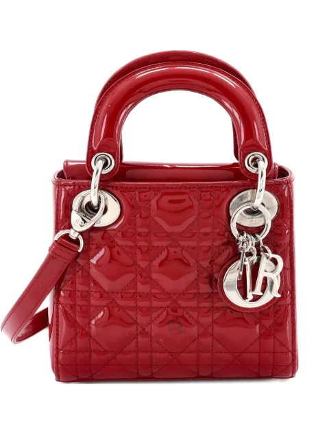 Christian Dior Pre-Owned Lady Dior Bag Cannage Quilt Patent Mini satchel