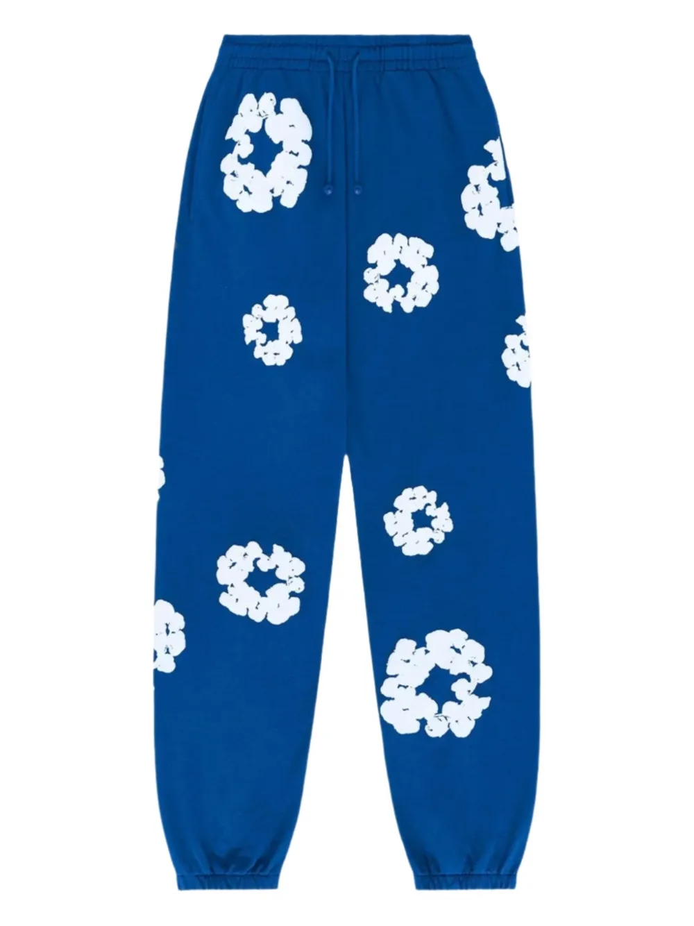 Denim Tears Flower-print Drawstring Track Pants In Blue