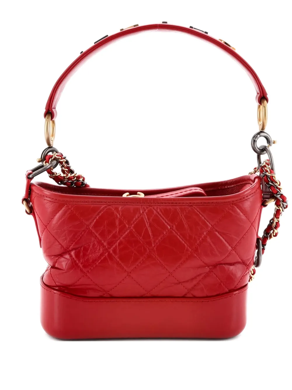 CHANEL Pre-Owned Gabrielle with Logo Handle Quilted Aged Calfskin CHANEL Pre-Owned Gabrielle with Logo Handle Quilted Aged Calfskin