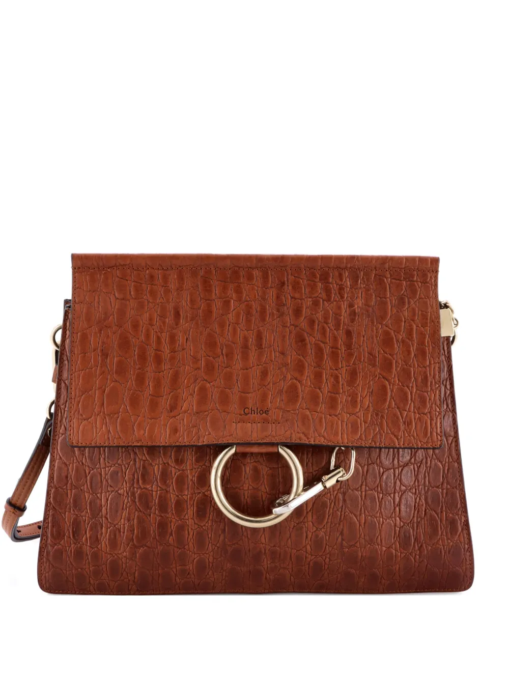 Chloé Pre-Owned Faye Crocodile Embossed Leather Medium shoulder bag -