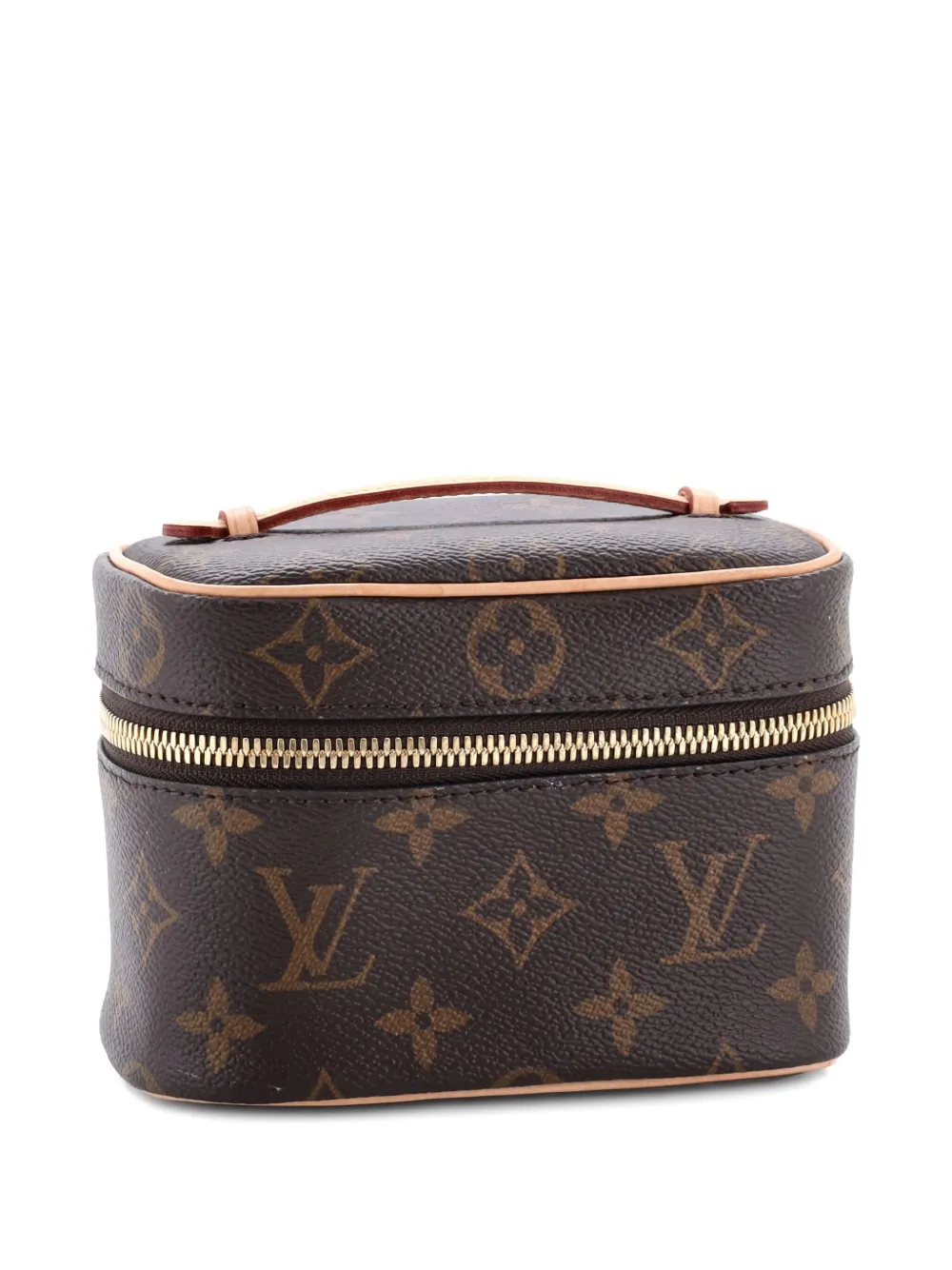 Pre-owned Louis Vuitton Nice Vanity Case Monogram Canvas Nano Pouch In Brown