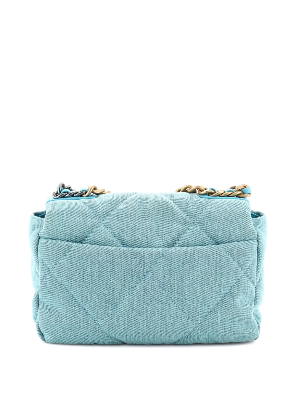 Pre-owned Chanel 19 Flap Bag Quilted Denim Medium Shoulder Bag In Blue