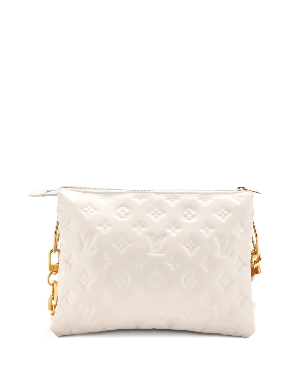 Pre-owned Louis Vuitton Coussin Bag Monogram Embossed Lambskin Pm Crossbody Bag In White