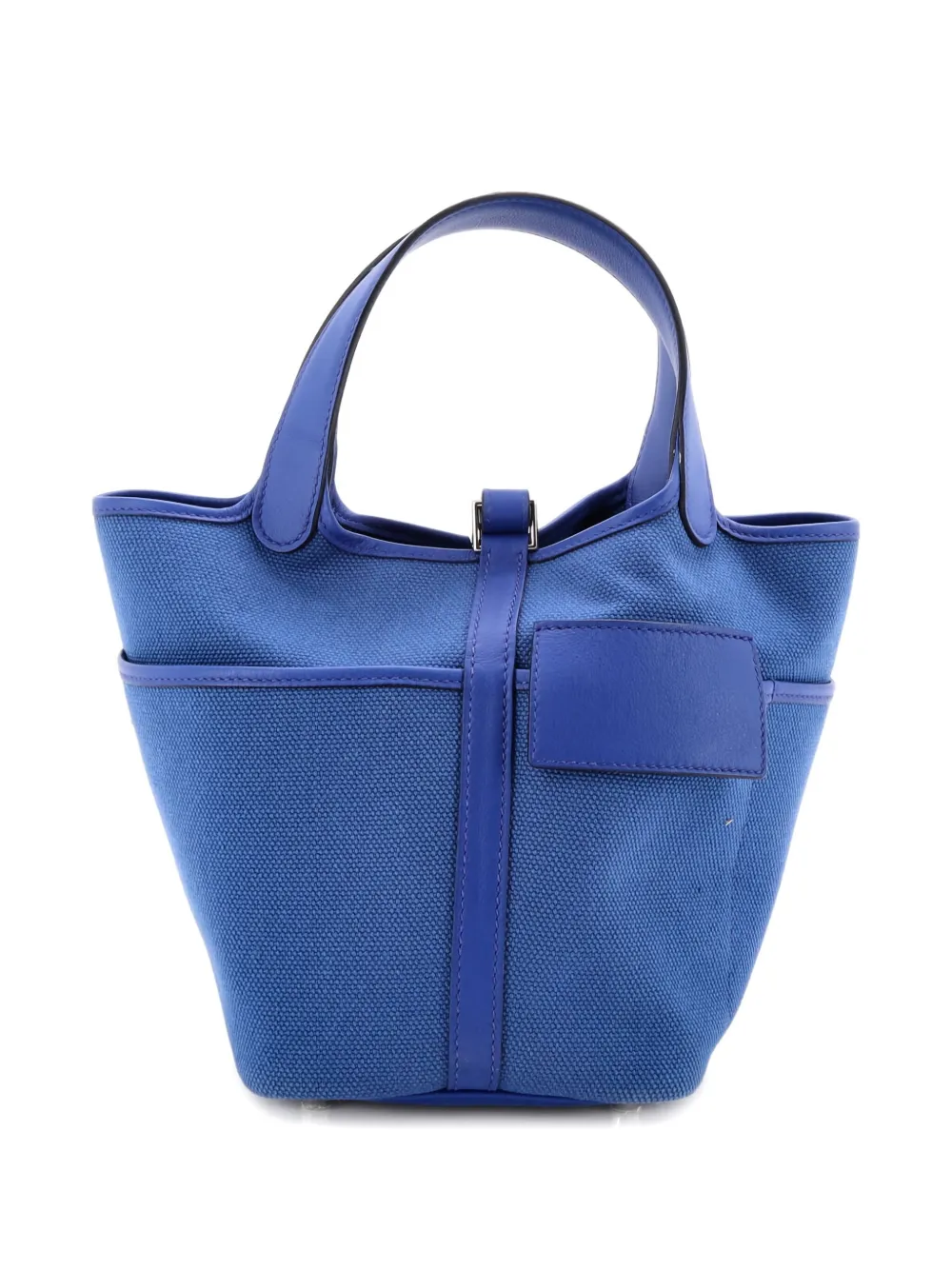 Pre-owned Hermes Cargo Picotin Lock Bag Canvas And Swift Pm Bucket Bag In Blue