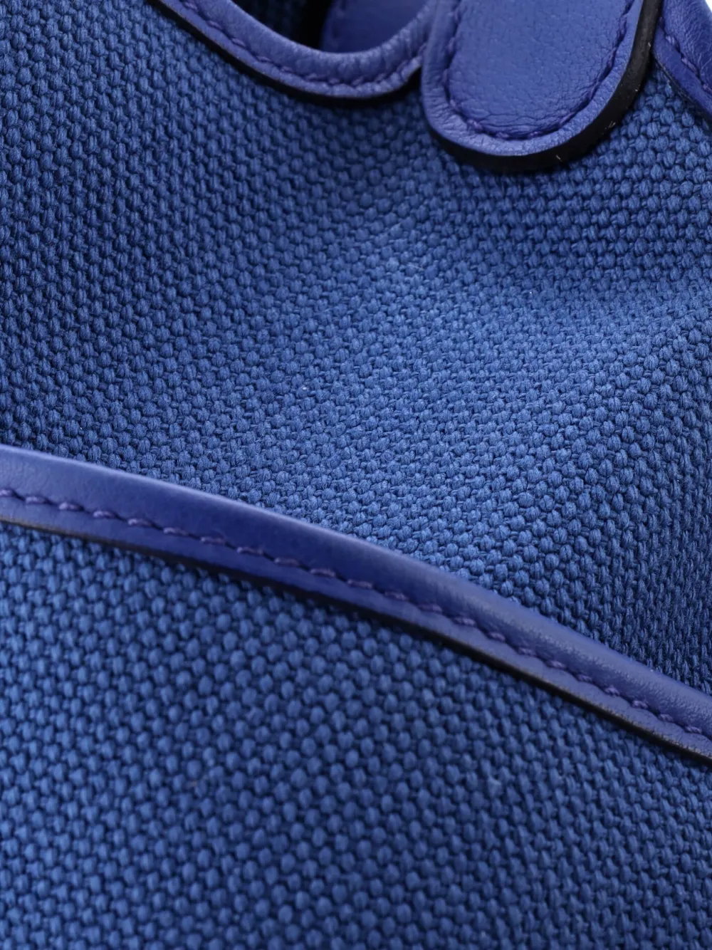 Pre-owned Hermes Cargo Picotin Lock Bag Canvas And Swift Pm Bucket Bag In Blue