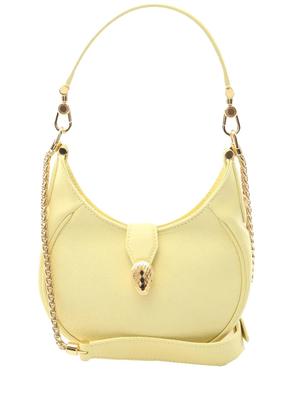 Pre-owned Bvlgari 2010-2025 Small Leather Serpenti Ellipse Satchel In Yellow