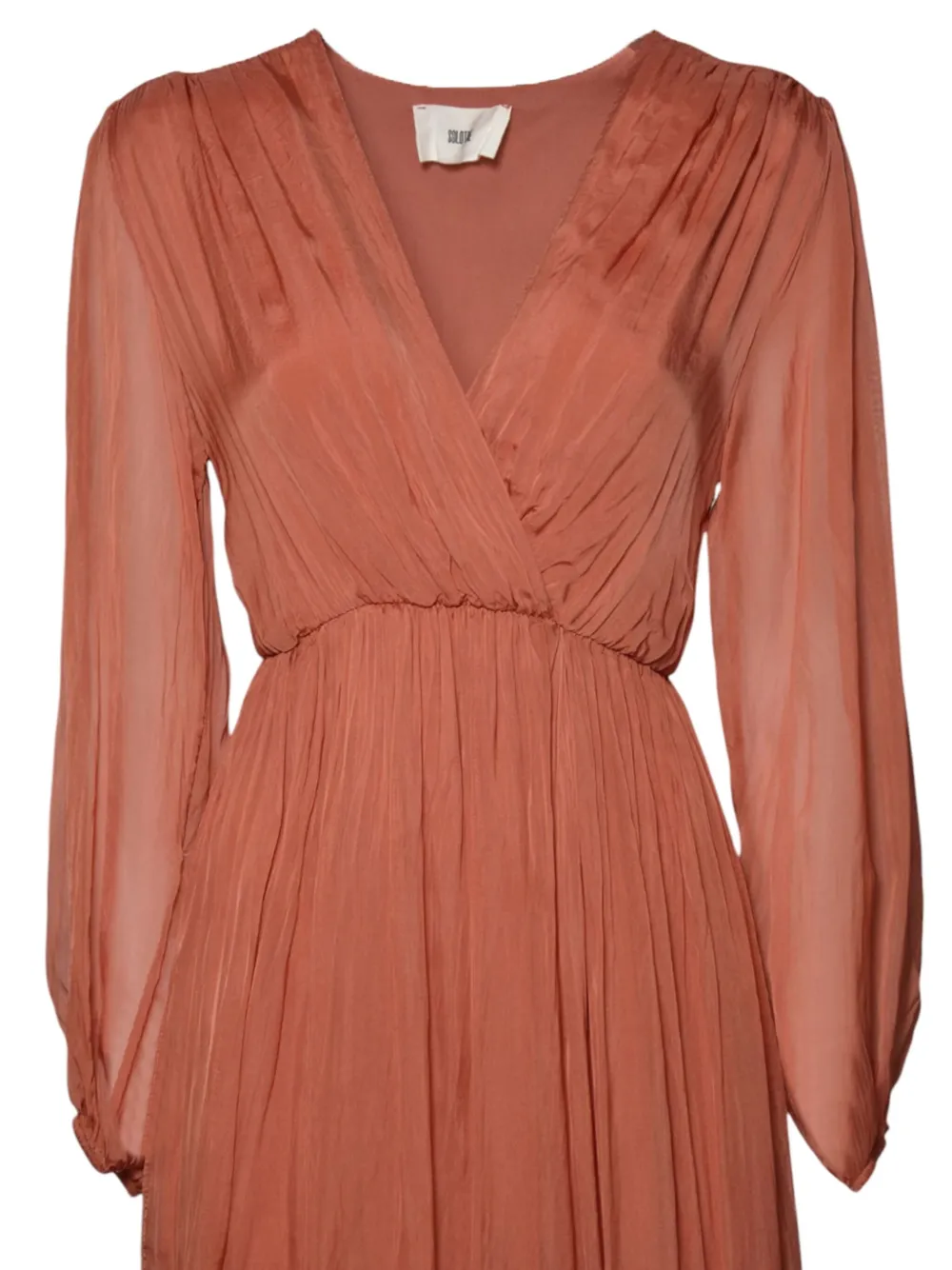  Solotre V-neck Long-sleeved Dress - Red 