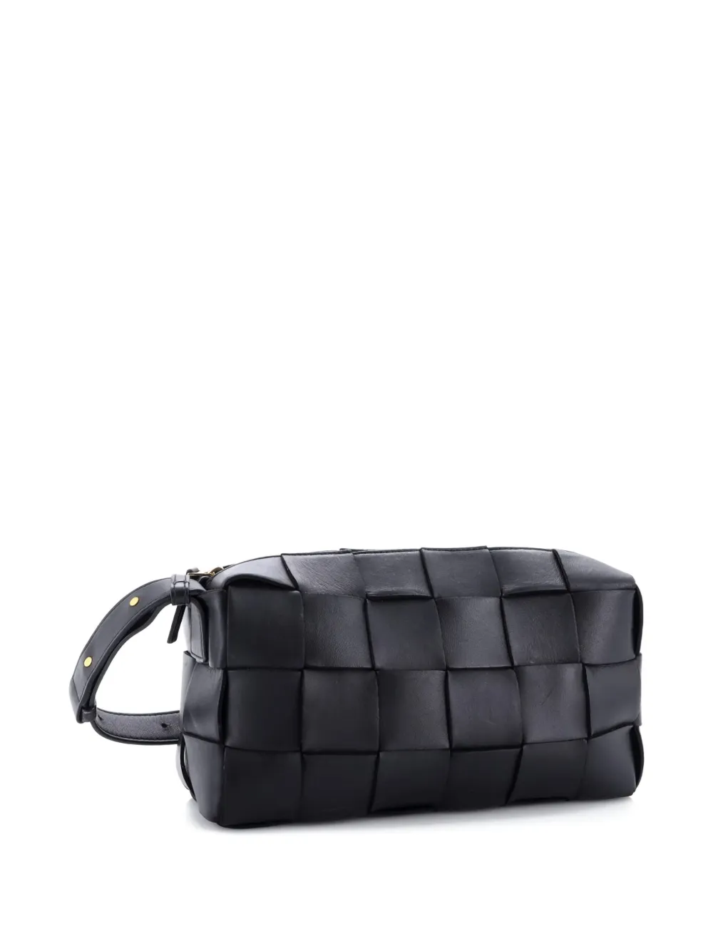 Pre-owned Bottega Veneta Brick Cassette Maxi Intrecciato Leather Shoulder Bag In Black