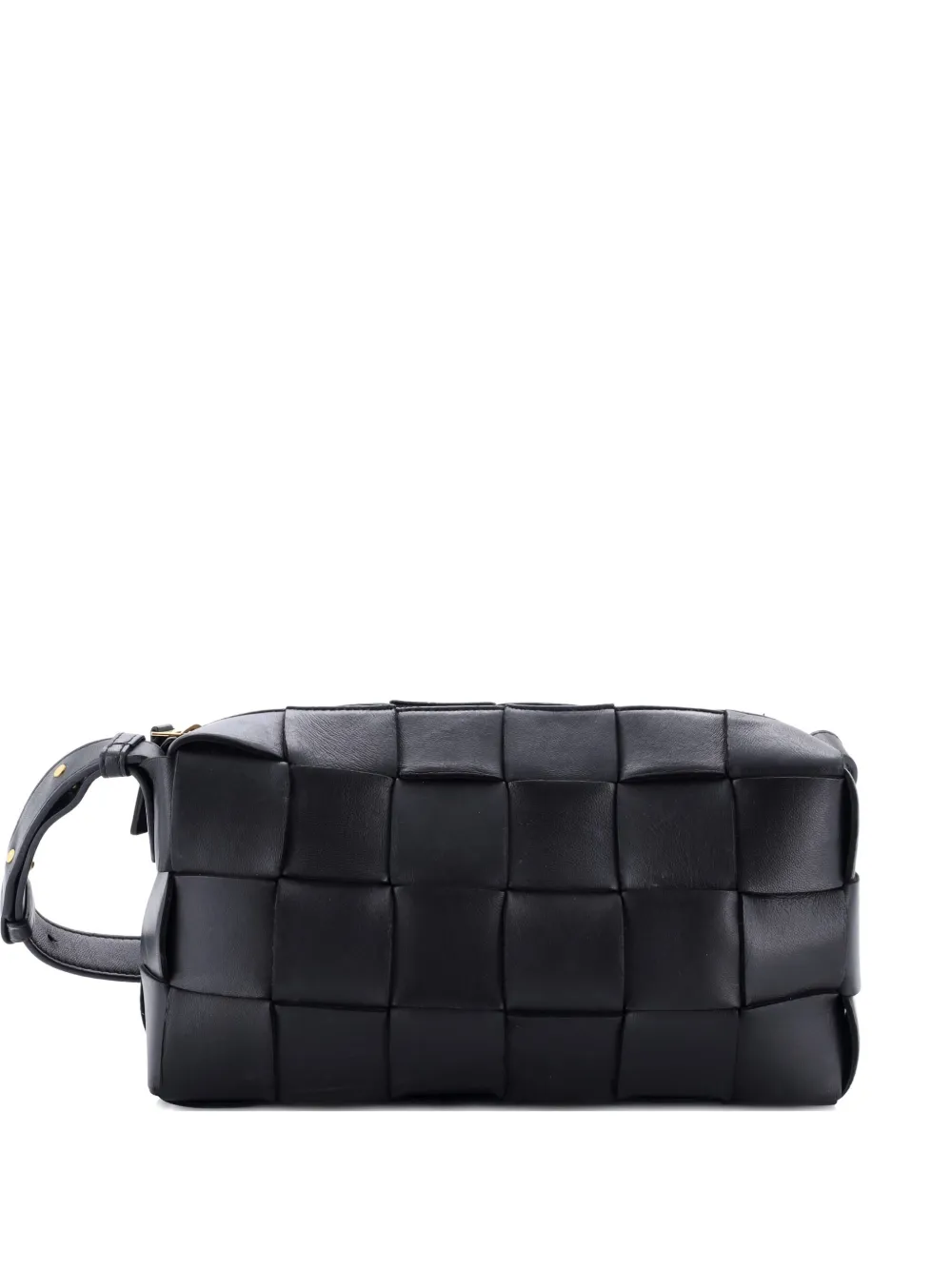 Pre-owned Bottega Veneta Brick Cassette Maxi Intrecciato Leather Shoulder Bag In Black