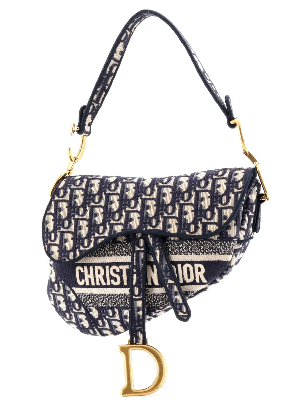 Christian Dior Pre-Owned Saddle Handbag Logo Embroidered Oblique