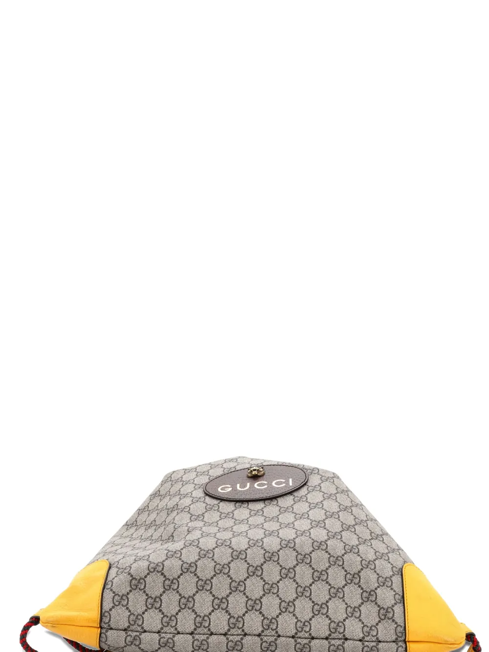 Pre-owned Gucci Neo Vintage Drawstring Gg Coated Canvas Large Backpack In Neutral