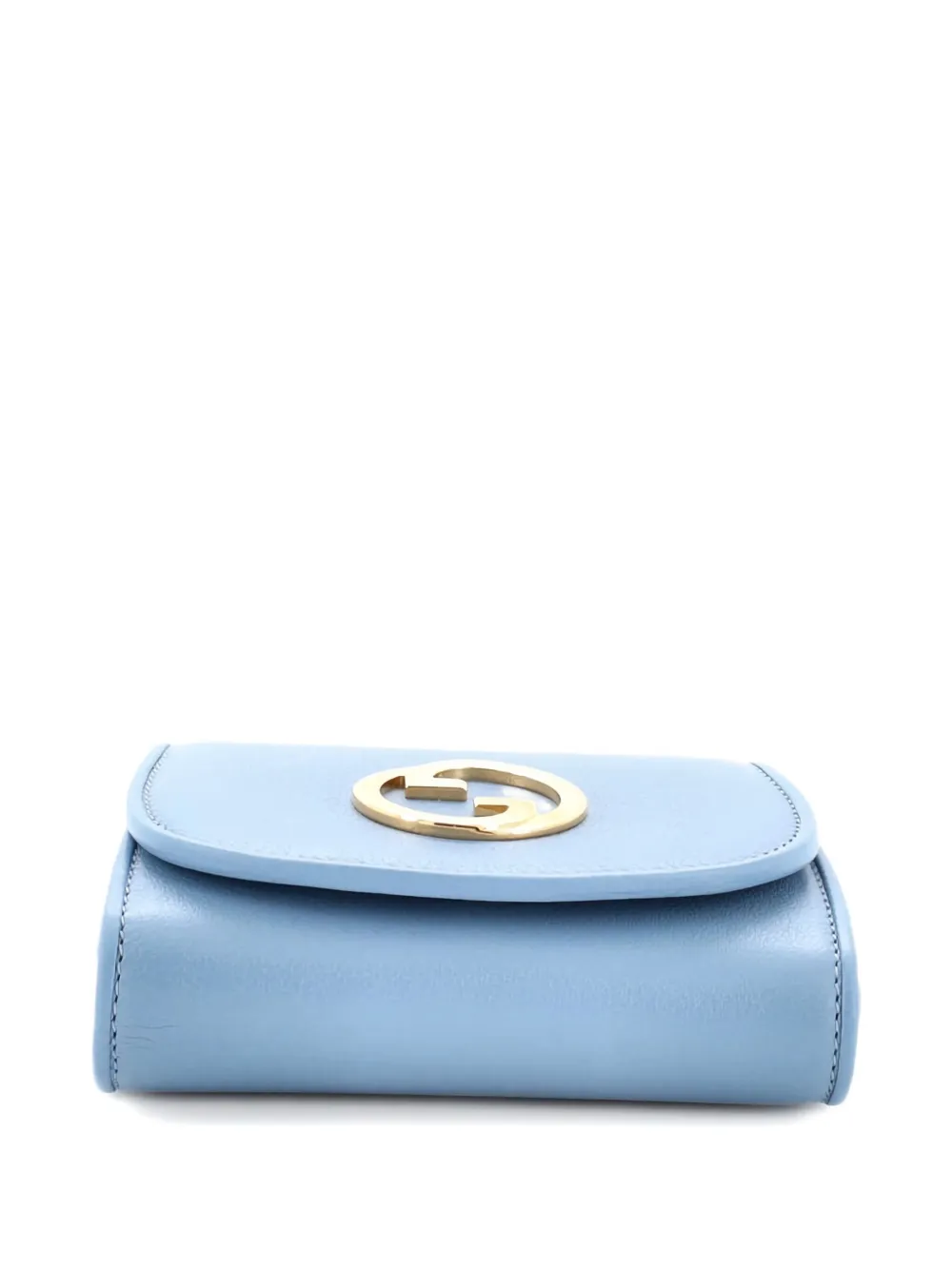 Pre-owned Gucci Blondie Nm Wallet On Chain Leather Medium Crossbody Bag In Blue