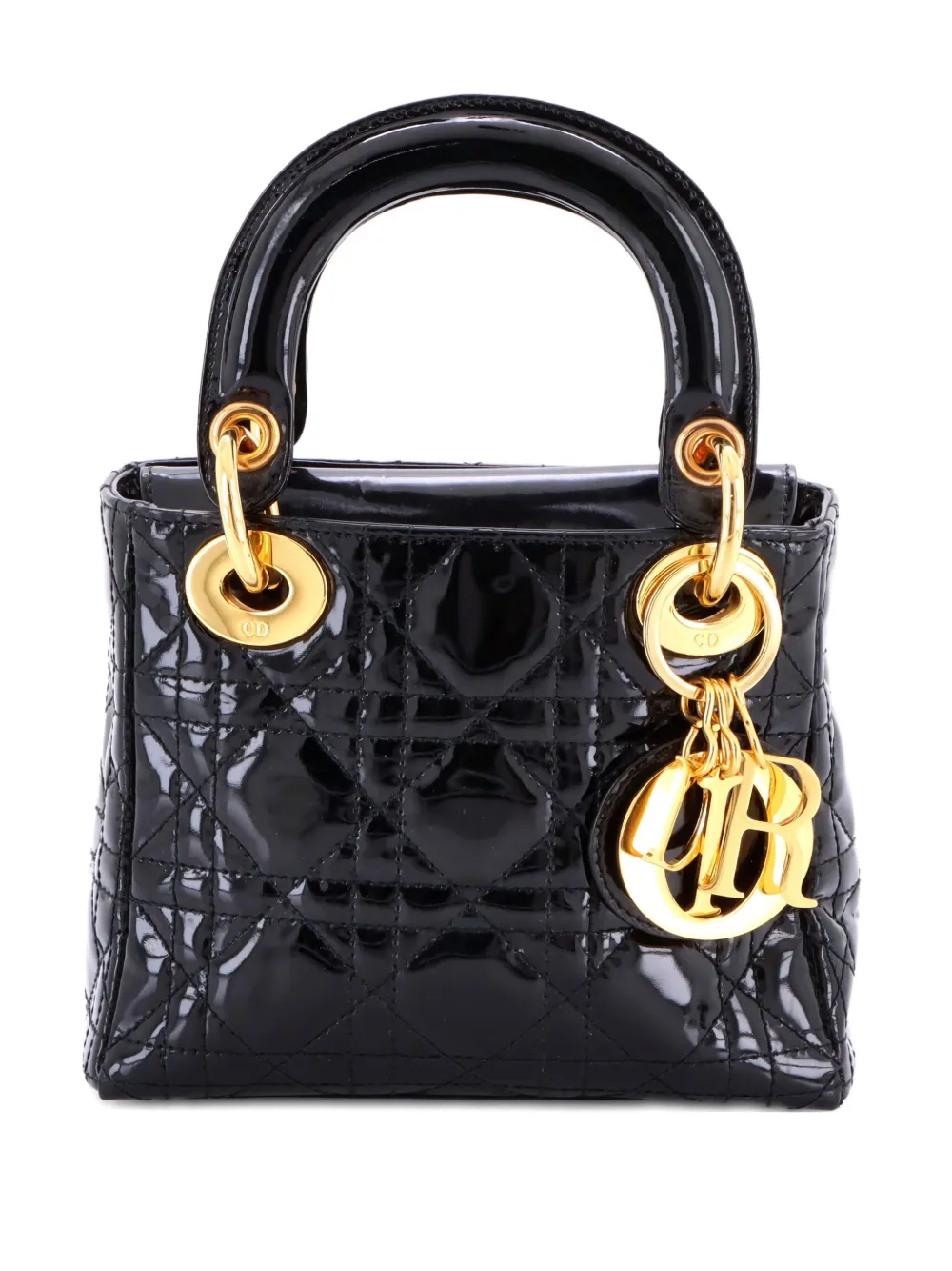 Christian Dior Pre-Owned Vintage Lady Dior Bag Cannage Quilt Patent Christian Dior Pre-Owned Vintage Lady Dior Bag Cannage Quilt Patent