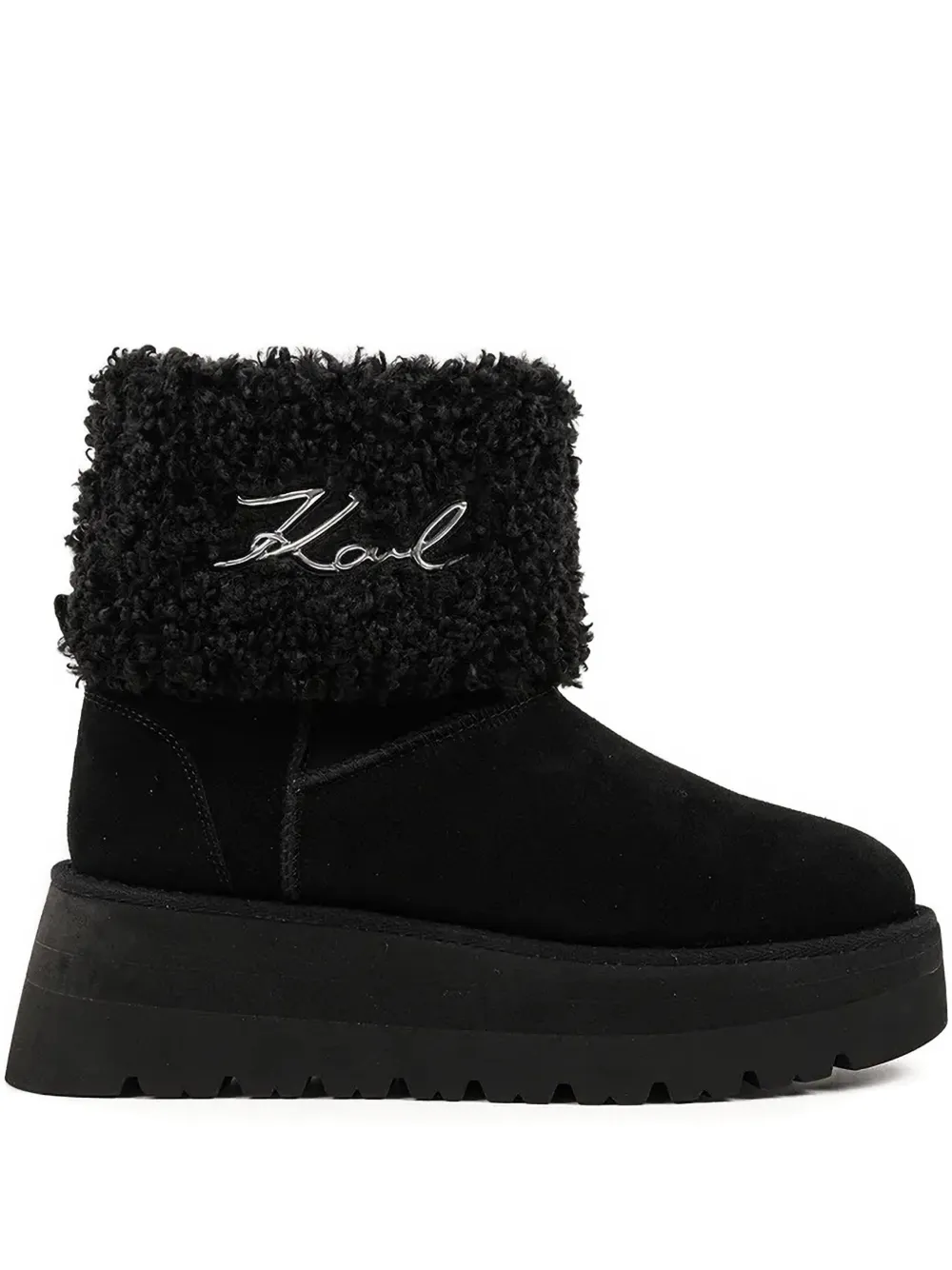 Karl Lagerfeld Skylar Signature-detail Platform Boots In Black