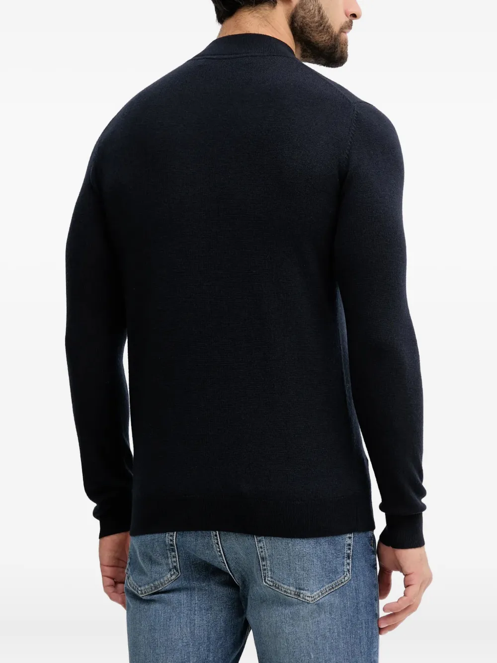 Karl Lagerfeld Trui met hoge hals en geborduurd logo Blauw