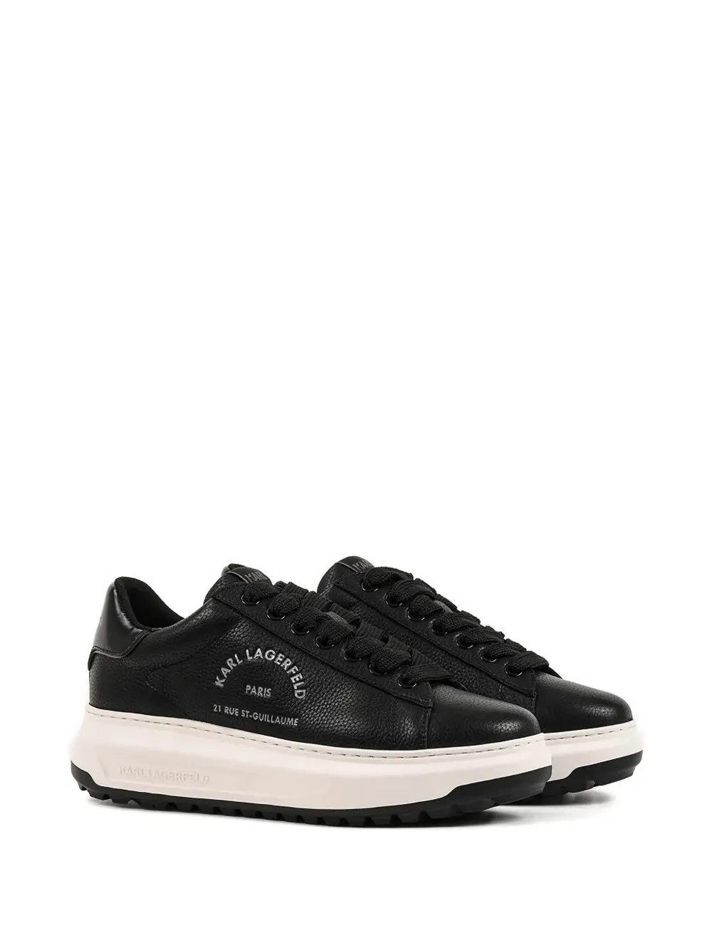 Karl Lagerfeld Kapri Logo Leather Sneakers In Black