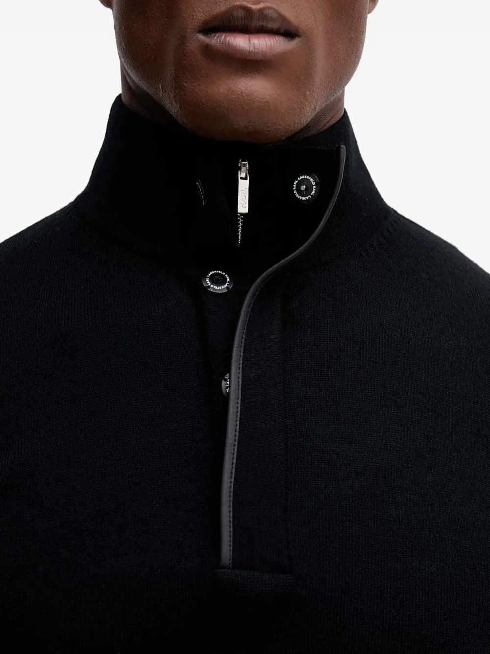 Karl Lagerfeld Trui met hoge hals en knopen Zwart