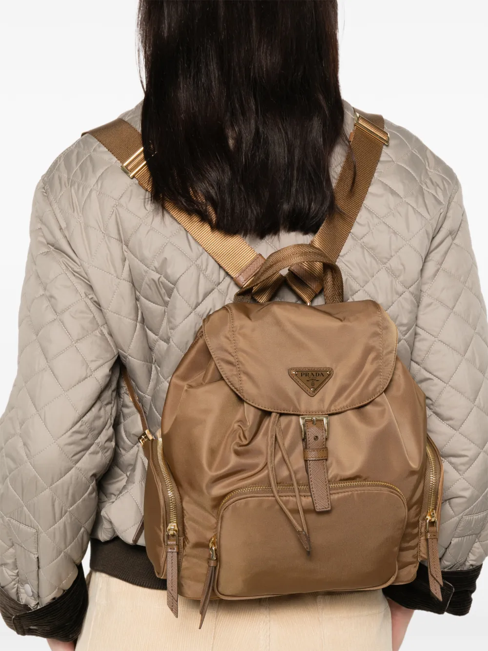 Prada Rugzak met gespsluiting en rits - Bruin