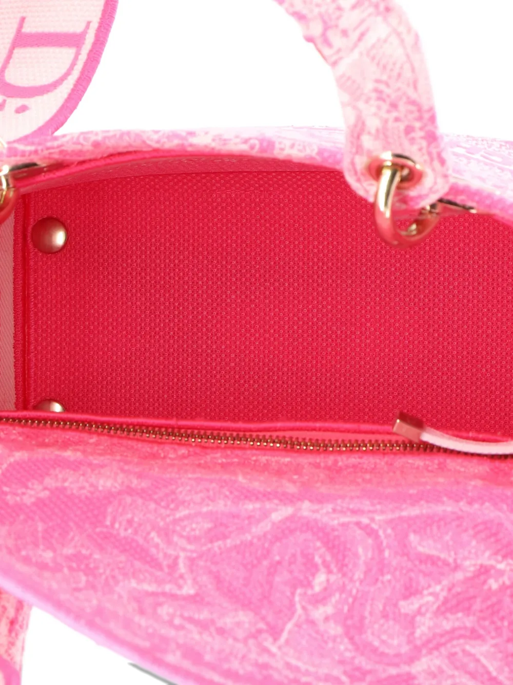 Pre-owned Dior Toile De Jouy Lady D-lite Bag Embroidered Canvas Tote Bag In Pink