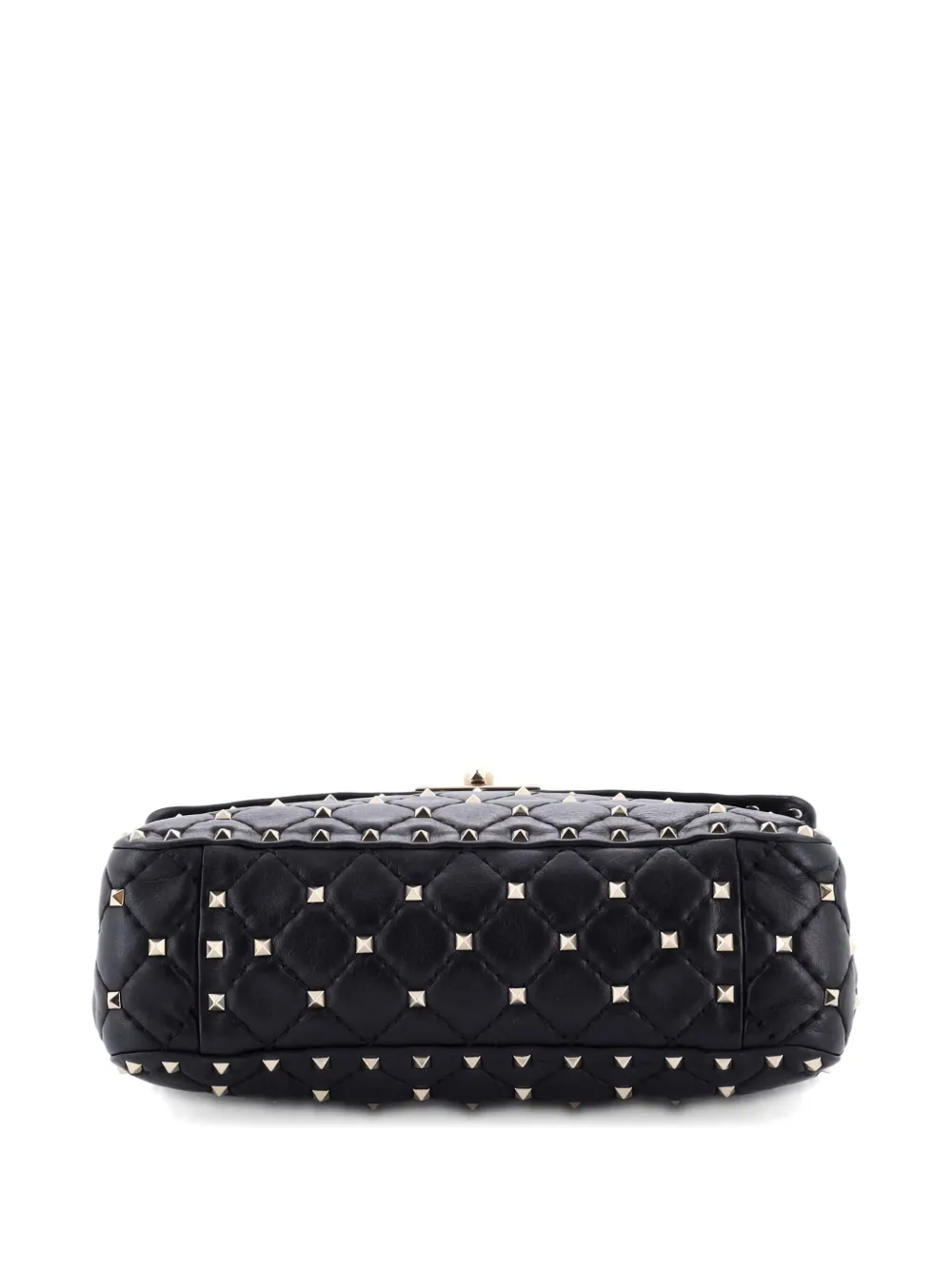 Pre-owned Valentino Garavani Rockstud Spike Flap Bag Quilted Leather Medium Crossbody Bag In Black