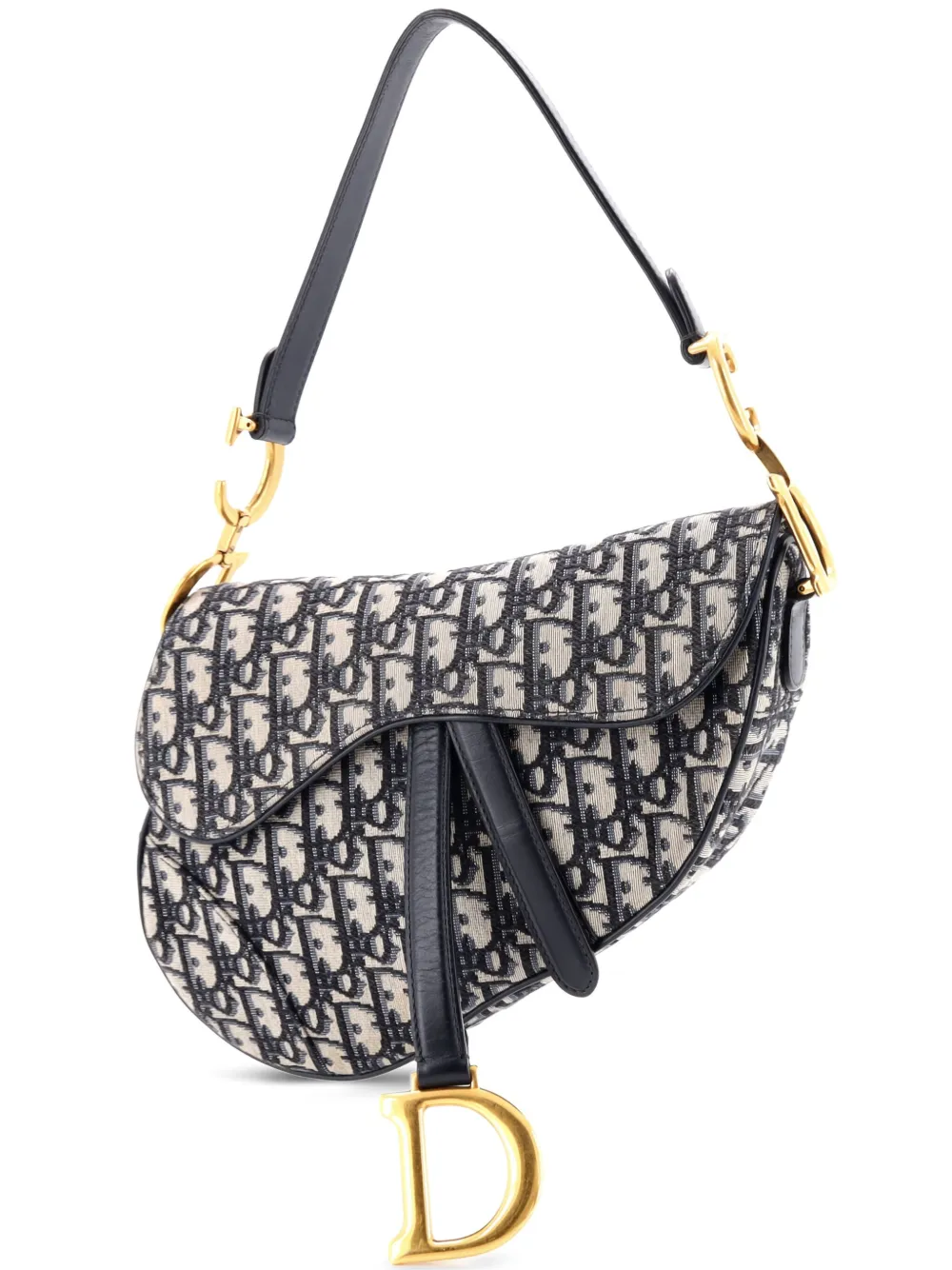 Christian Dior Pre-Owned Saddle Handbag Oblique Canvas Medium shoulder Christian Dior Pre-Owned Saddle Handbag Oblique Canvas Medium shoulder