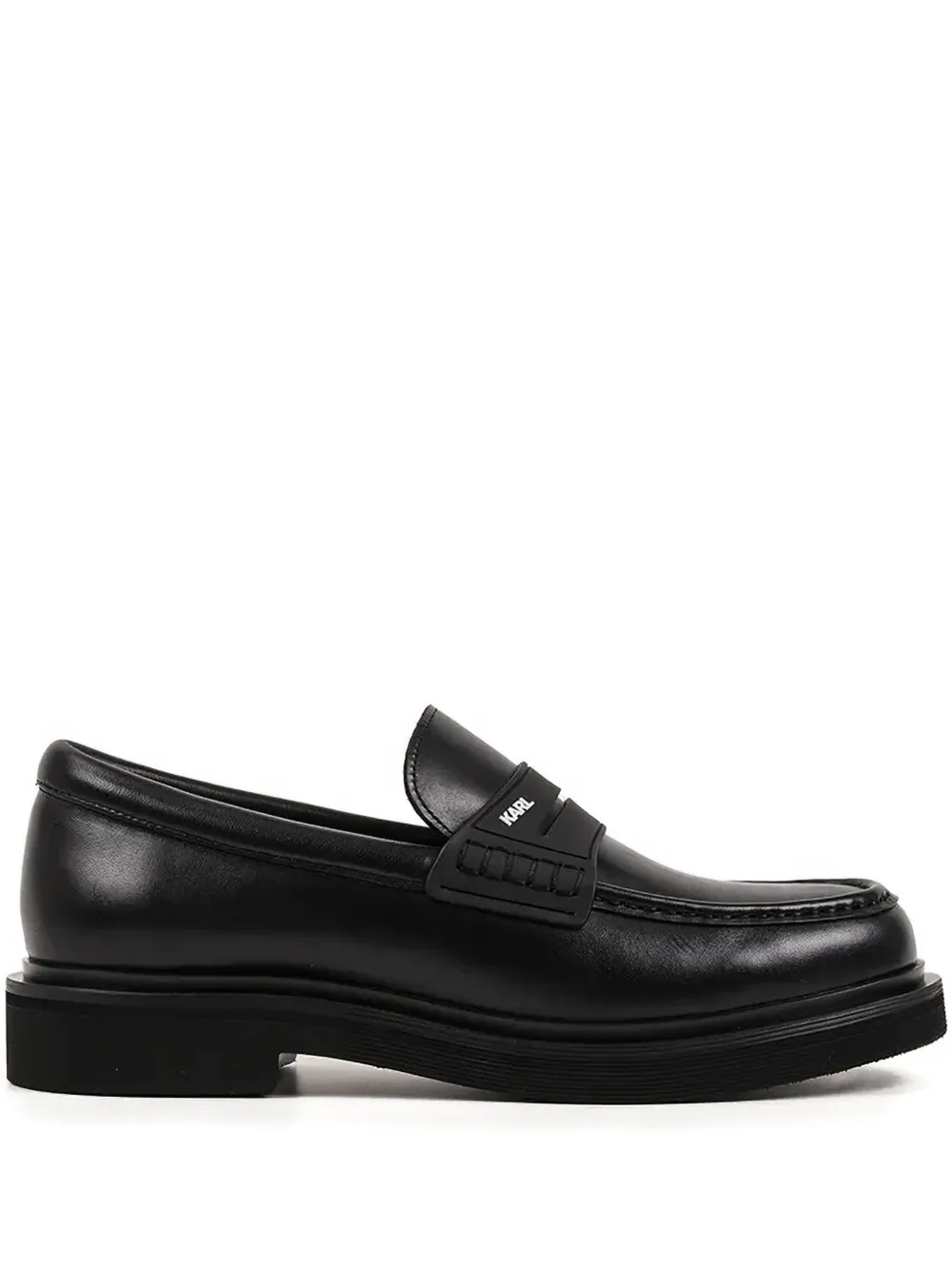 Karl Lagerfeld Logo Leather Loafers In Black