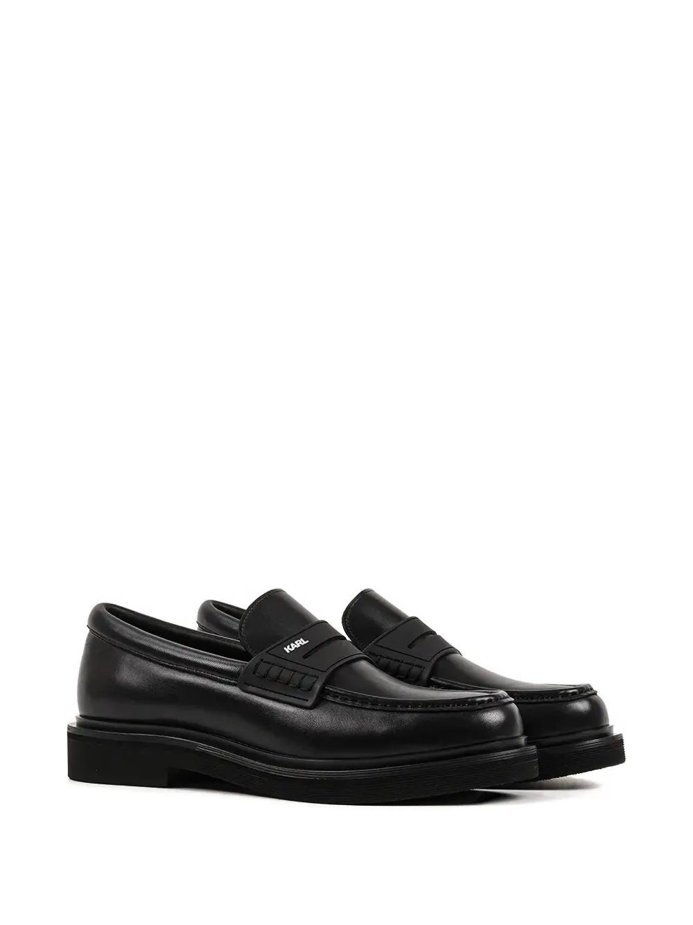 Karl Lagerfeld Logo Leather Loafers In Black