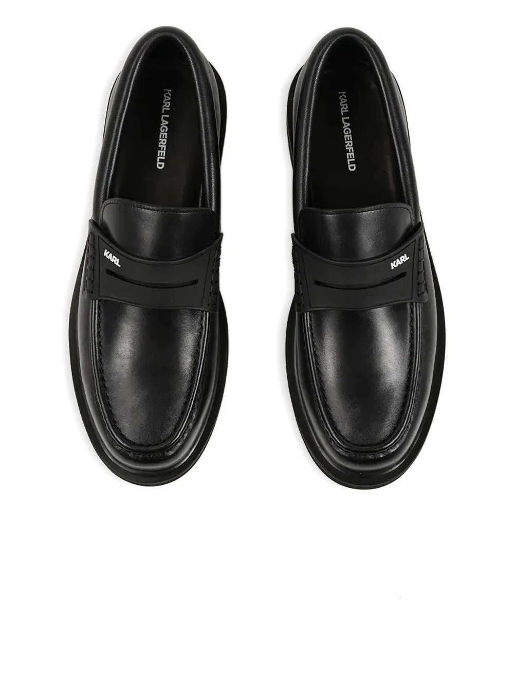 Karl Lagerfeld Logo Leather Loafers In Black