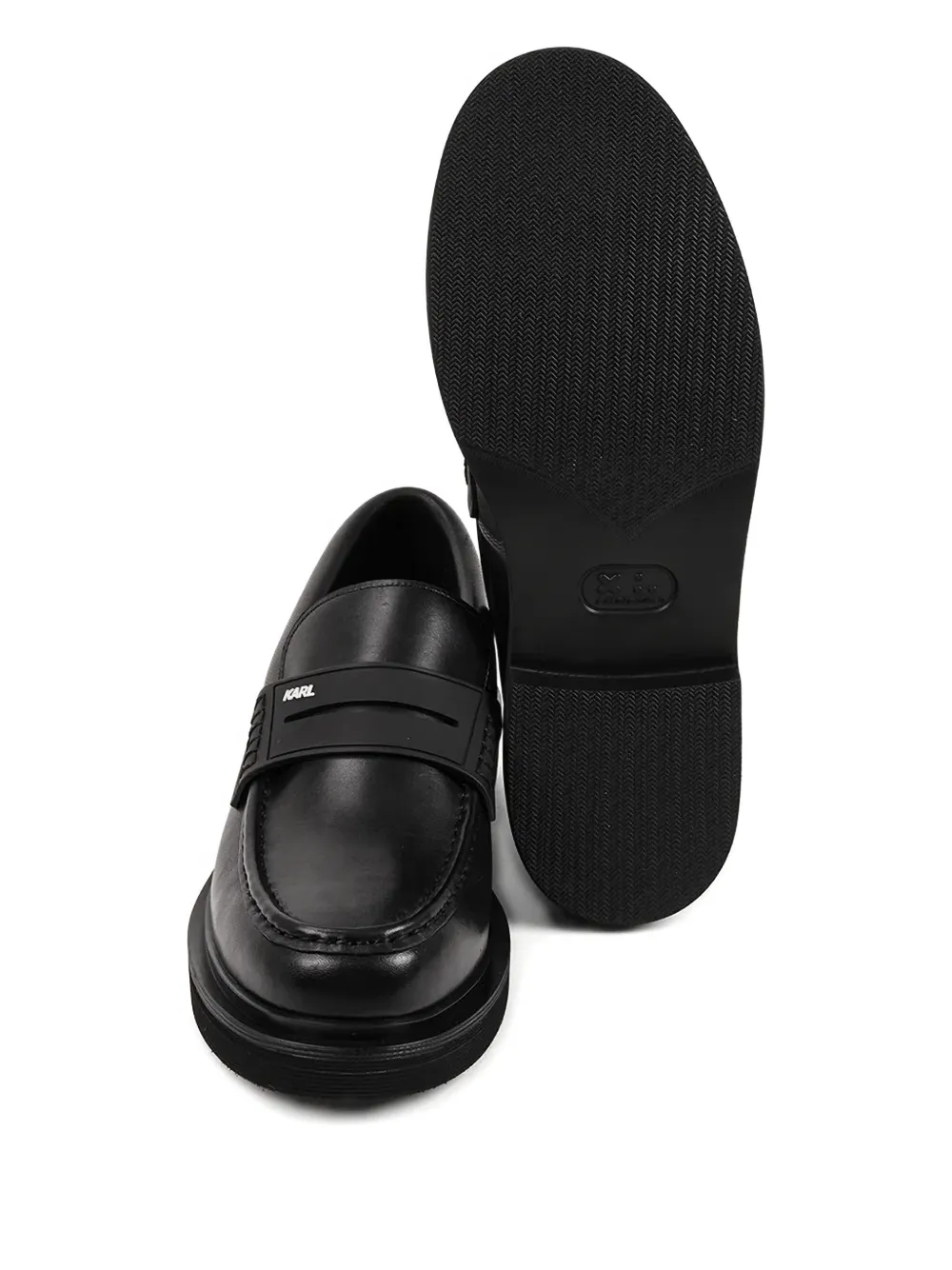 Karl Lagerfeld Logo Leather Loafers In Black