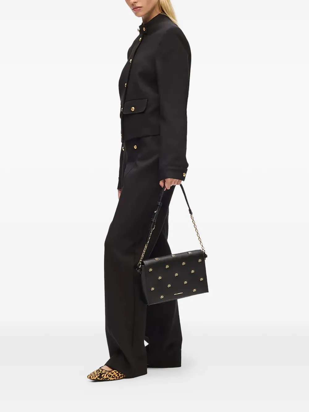 Karl Lagerfeld K/Autograph logo chain shoulder bag - Zwart