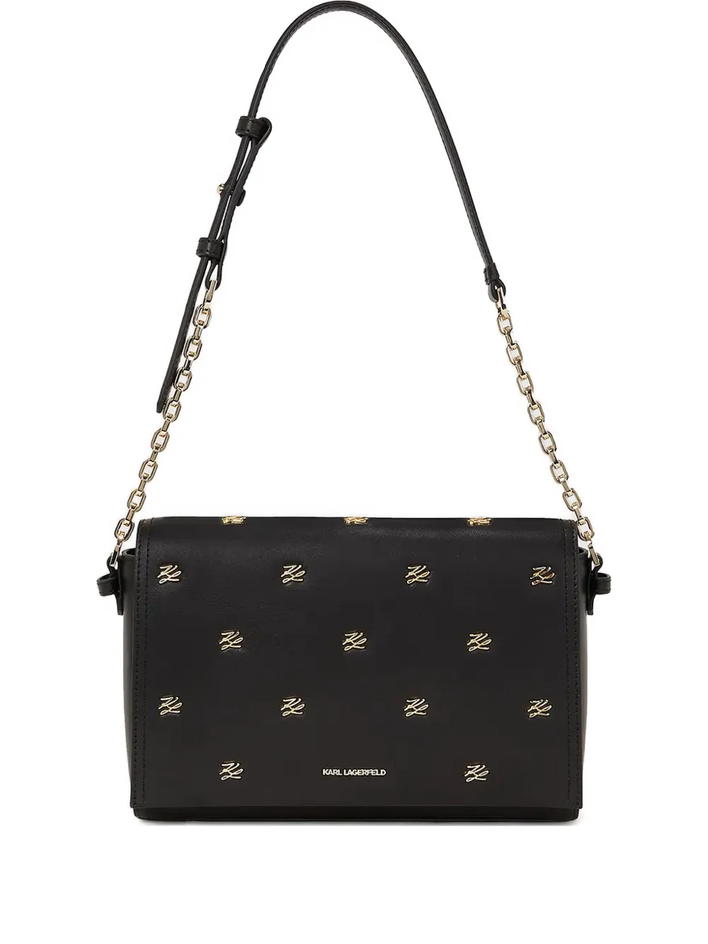Karl Lagerfeld K/autograph Logo Chain Shoulder Bag In Black