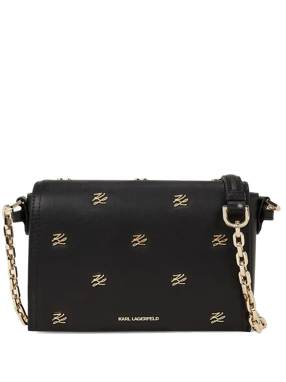 Karl Lagerfeld K/autograph Chain Logo Cross Body Bag In Black