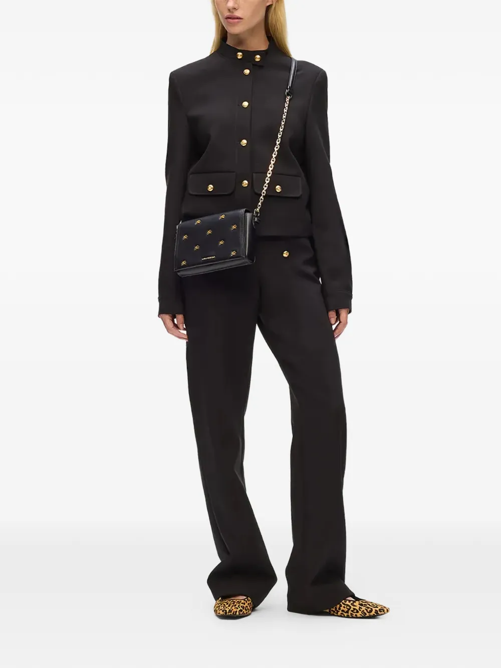 Karl Lagerfeld K/autograph Chain Logo Cross Body Bag In Black