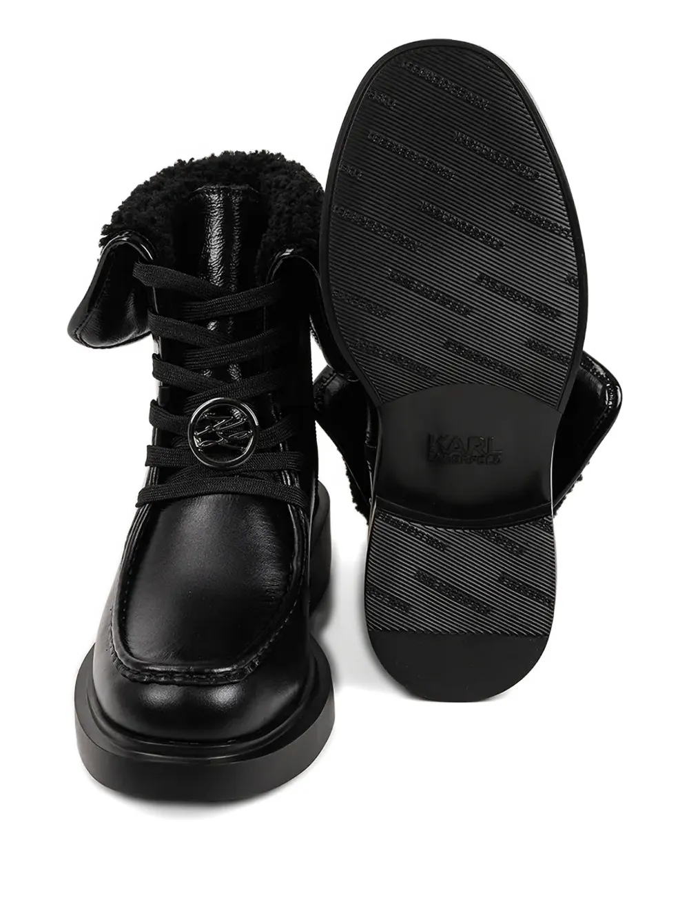 Karl Lagerfeld Macie laarzen met imitatielamswol en logo Zwart