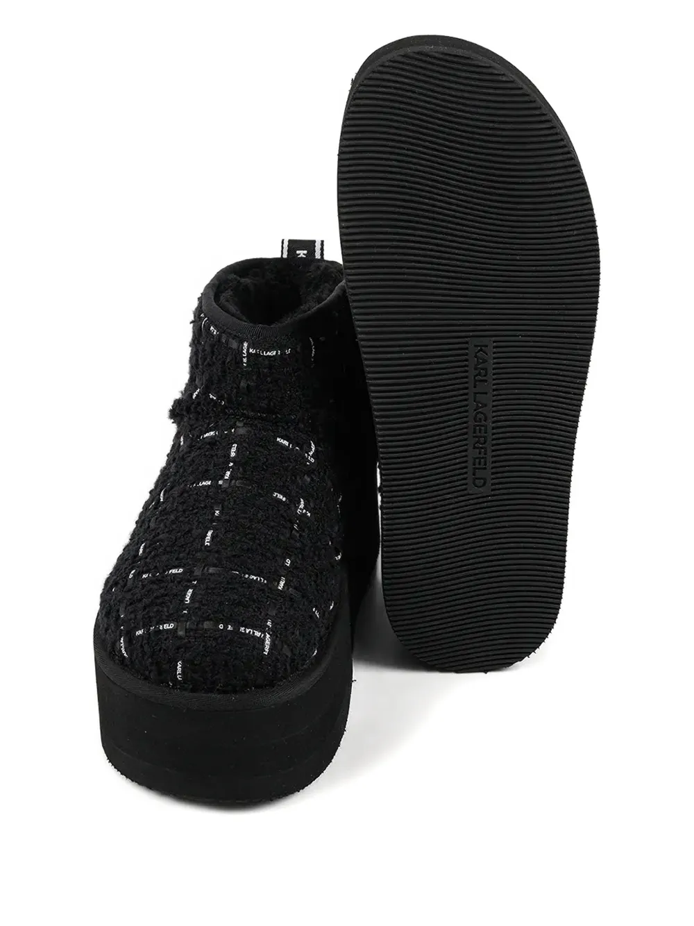 Karl Lagerfeld Thermo Check-pattern Platform Boots In Black