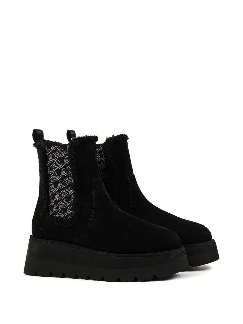Karl Lagerfeld Skylar Logo-detail Platform Ankle Boots In Black