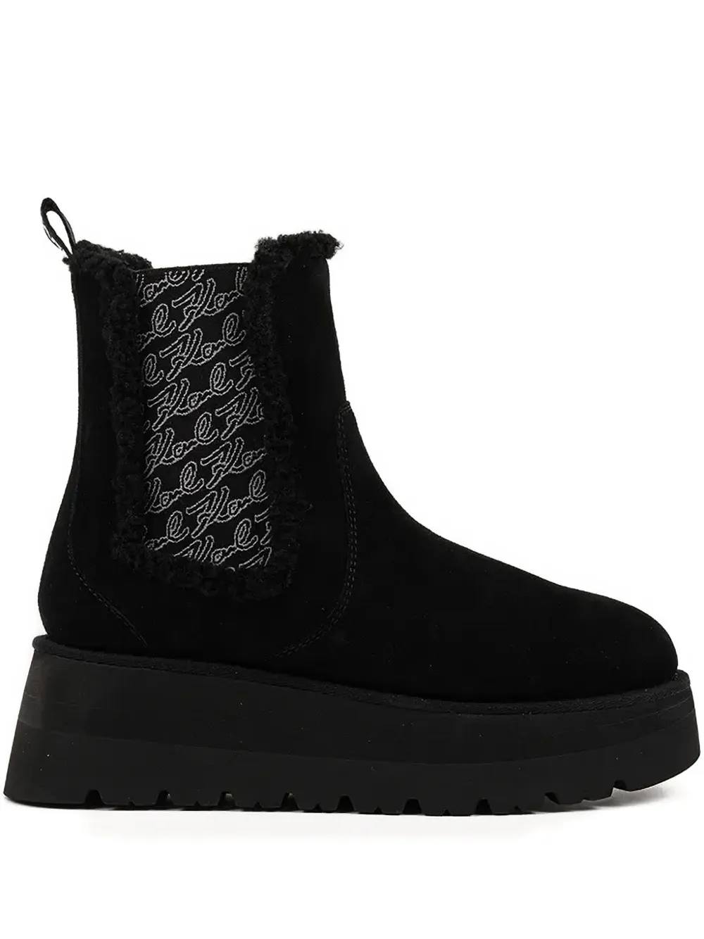 Karl Lagerfeld Skylar Logo-detail Platform Ankle Boots In Black